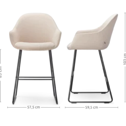 Barkruk Nino-Mae beige - zwart onderstel - 65 cm