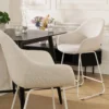 Barkruk Nino-Mae bouclé beige - wit onderstel - 65 cm