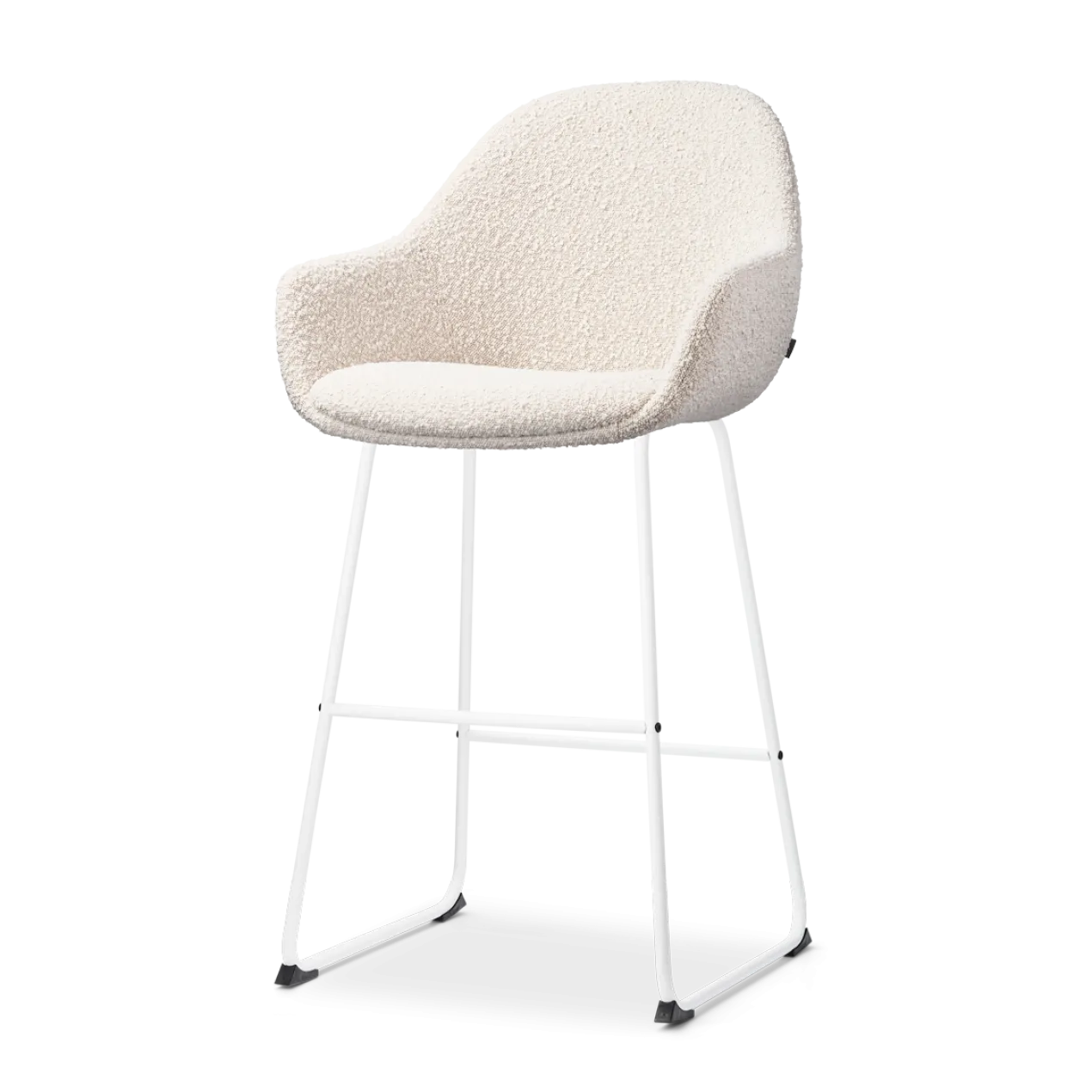 Barkruk Nino-Mae bouclé beige - wit onderstel - 65 cm