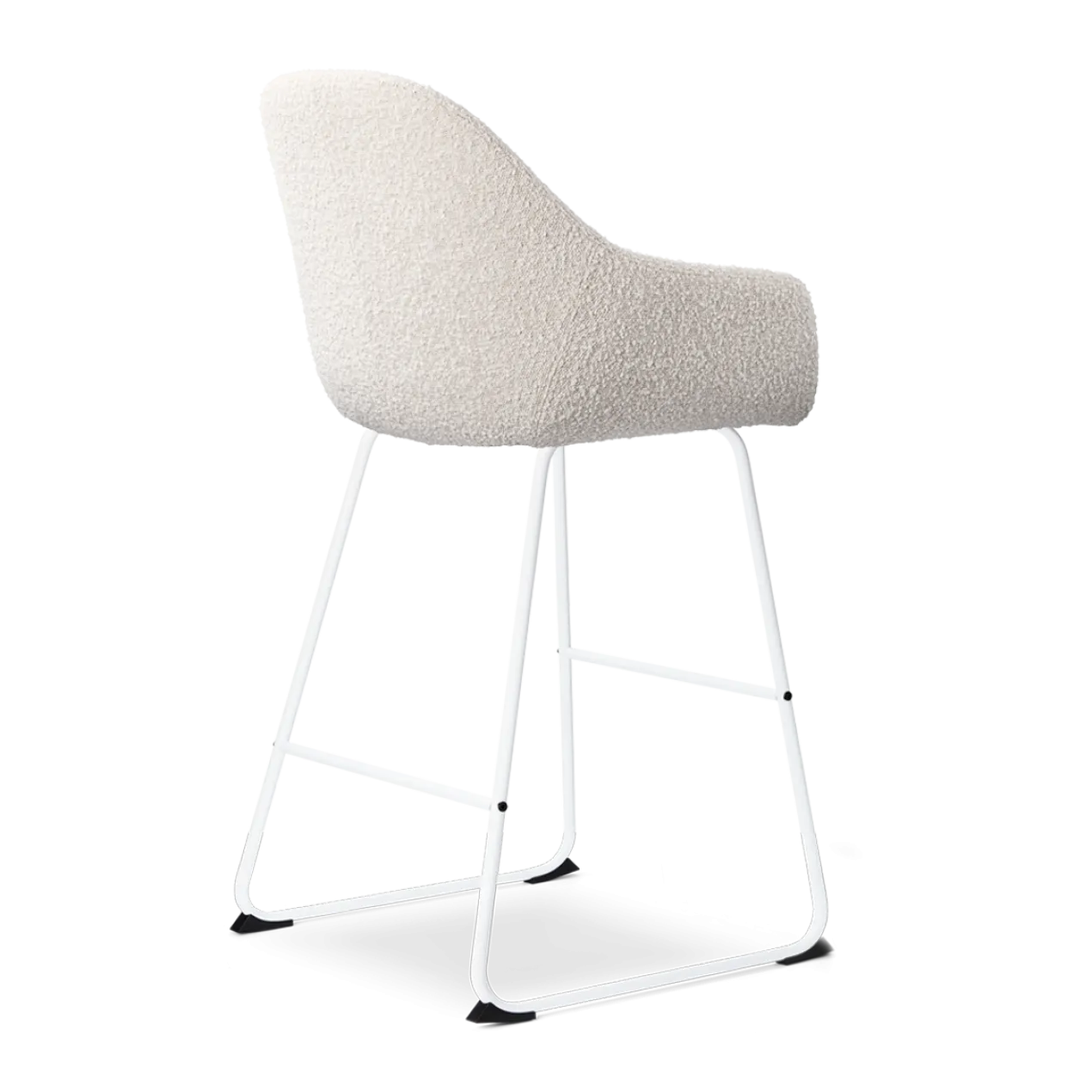 Barkruk Nino-Mae bouclé beige - wit onderstel - 65 cm