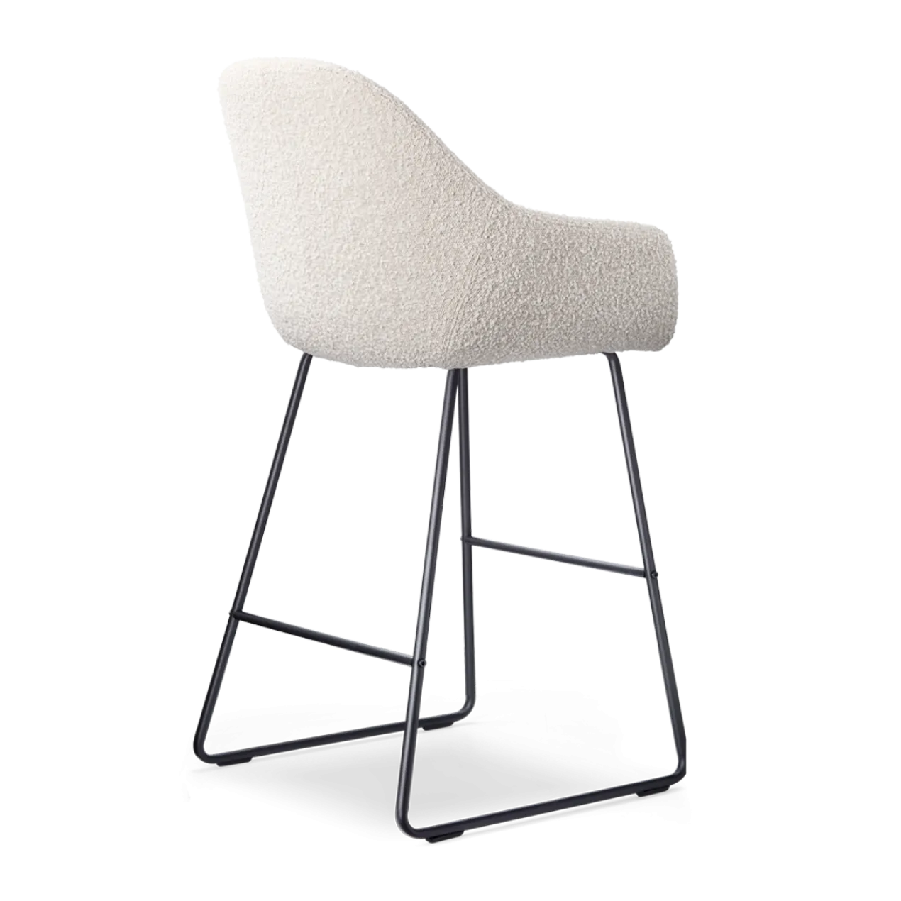 Barkruk Nino-Mae bouclé beige - zwart 65 cm set van 2