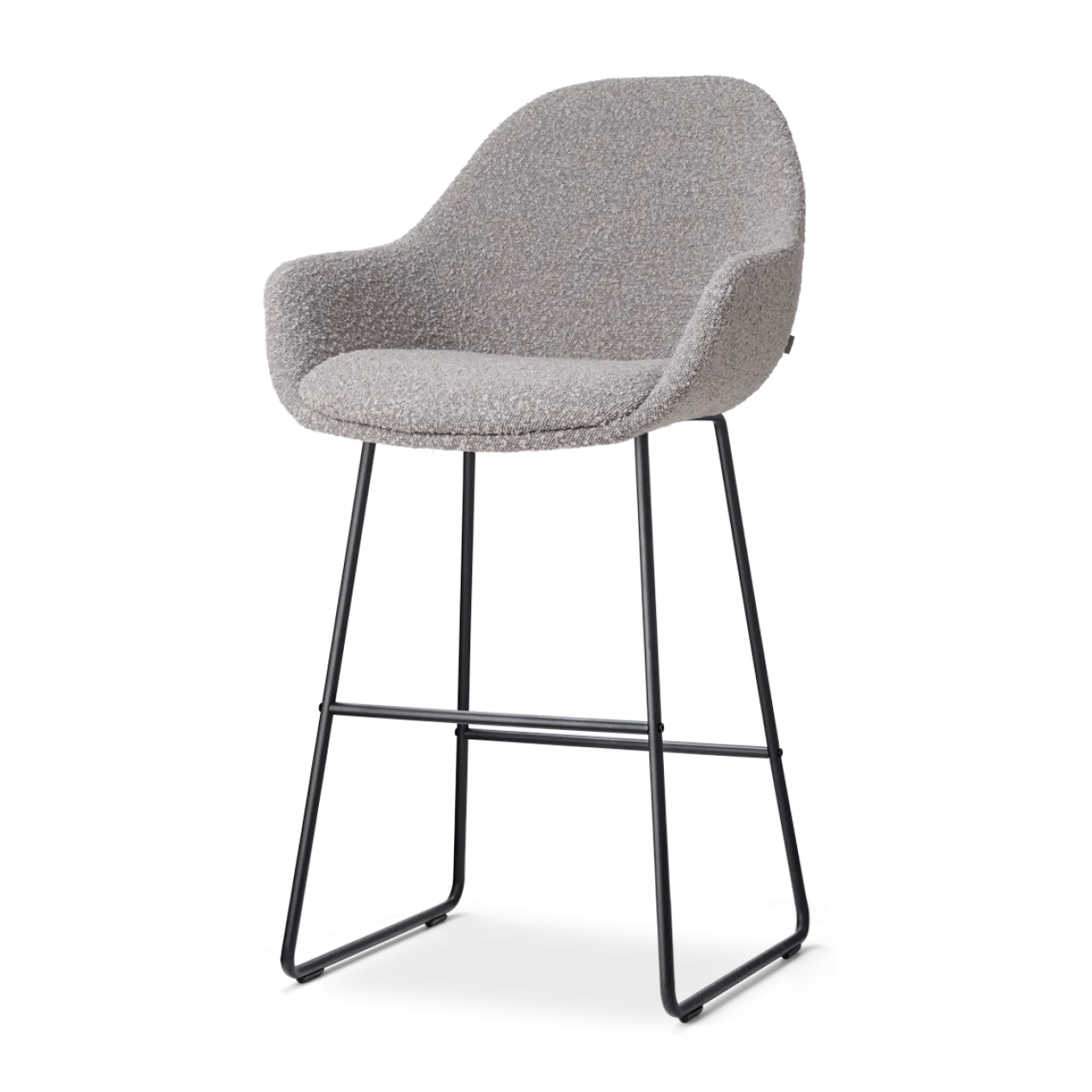 Barkruk Nino-Mae bouclé taupe - zwart onderstel - 65 cm