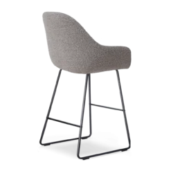 Barkruk Nino-Mae bouclé taupe - zwart onderstel - 65 cm