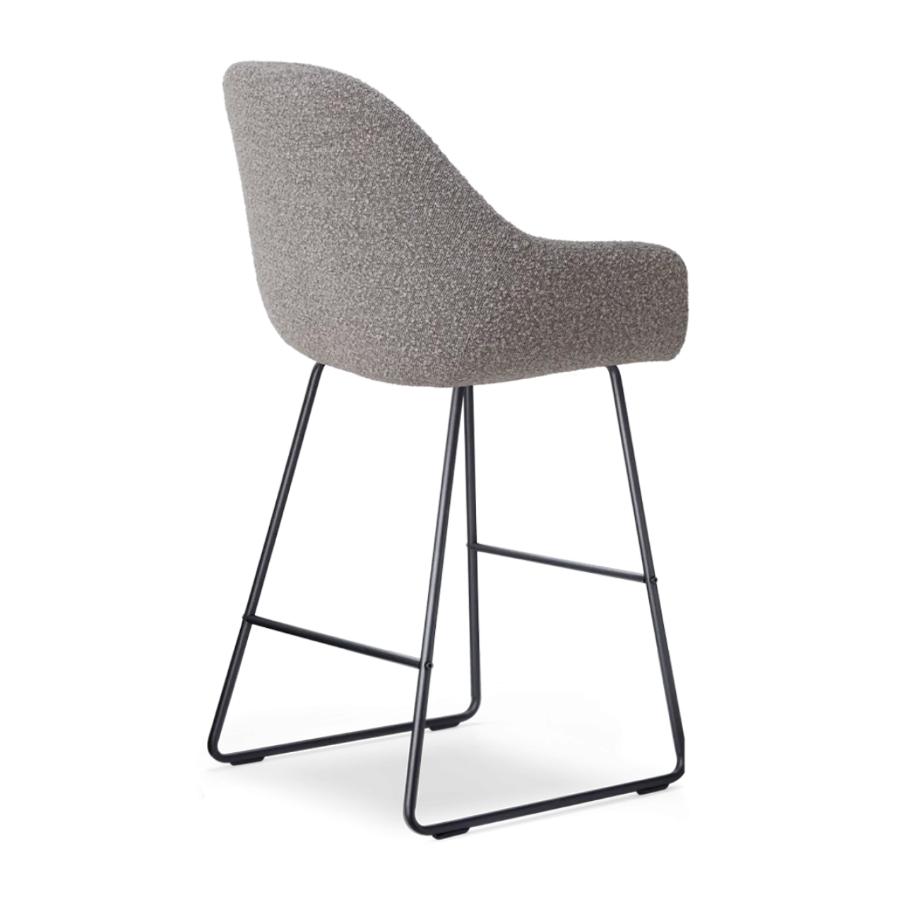 Barkruk Nino-Mae bouclé taupe - zwart onderstel - 65 cm