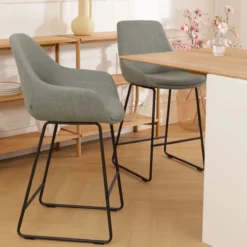 Barkruk Nino-Mae licht groen - zwart onderstel - 75 cm