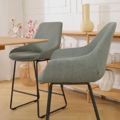 Barkruk Nino-Mae licht groen - zwart onderstel - 75 cm