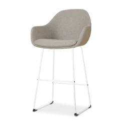 Barkruk Nino-Mae warm grijs - wit onderstel - 75 cm