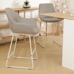 Barkruk Nino-Mae warm grijs - wit onderstel - 75 cm