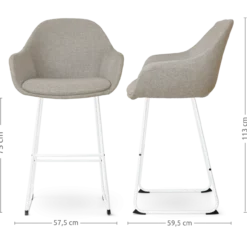 Barkruk Nino-Mae warm grijs - wit onderstel - 75 cm