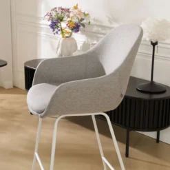 Barkruk Nino-Mae warm grijs - wit onderstel - 65 cm