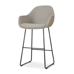 Barkruk Nino-Mae warm grijs - zwart onderstel - 75 cm