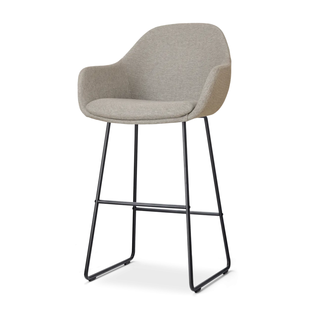 Barkruk Nino-Mae warm grijs - zwart onderstel - 75 cm