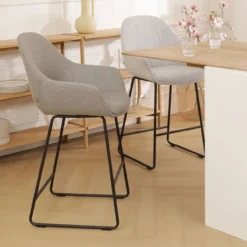 Barkruk Nino-Mae warm grijs - zwart onderstel - 65 cm
