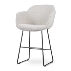 Barkruk Nino-Mare bouclé beige - zwart onderstel - 65 cm