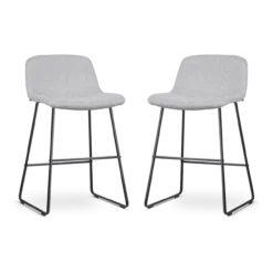 Barkruk Nino-Mats lichtgrijs - zwart - 65 cm - set van 2