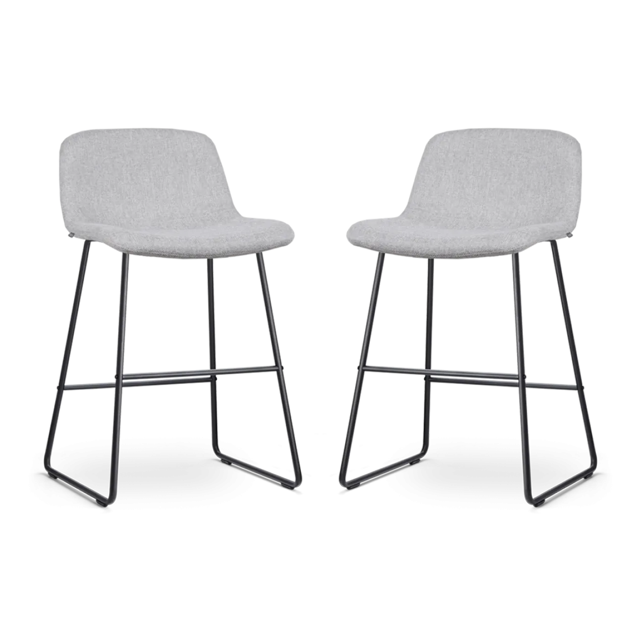 Barkruk Nino-Mats lichtgrijs - zwart - 65 cm - set van 2