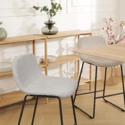Barkruk Nino-Mats lichtgrijs - zwart onderstel - 75 cm