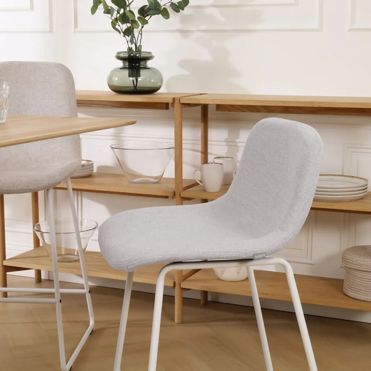 Barkruk Nino-Mats lichtgrijs - wit onderstel - 65 cm