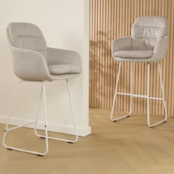 Barkruk Nino-Mia beige - wit onderstel - 75 cm