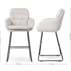 Barkruk Nino-Mia beige - zwart onderstel - 65 cm