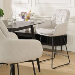 Barkruk Nino-Mia beige - zwart onderstel - 65 cm