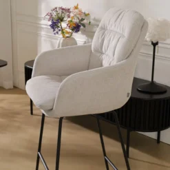 Barkruk Nino-Mia beige - zwart onderstel - 75 cm