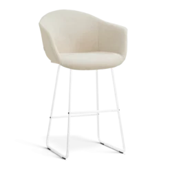 barkruk Nino-Otis H75 cm wit onderstel cottonbeige