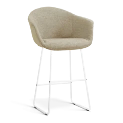 Barkruk Nino-Otis H75 cm wit onderstel taupe melange