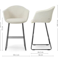 Barkruk Nino-Otis H75 cm zwart onderstel cottonbeige