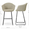 Barkruk Nino-Otis H75 cm zwart onderstel taupe melange