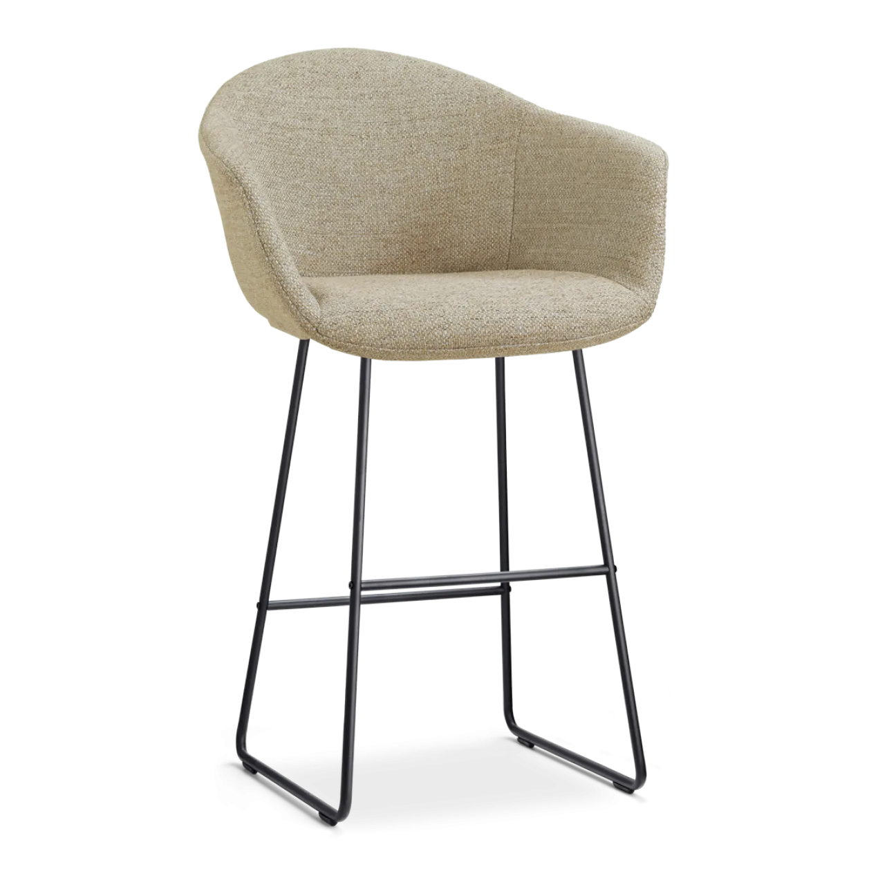 Barkruk Nino-Otis H75 cm zwart onderstel taupe melange