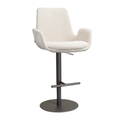 Barkruk Niva-Eef draaibaar tulp bouclé beige zwart