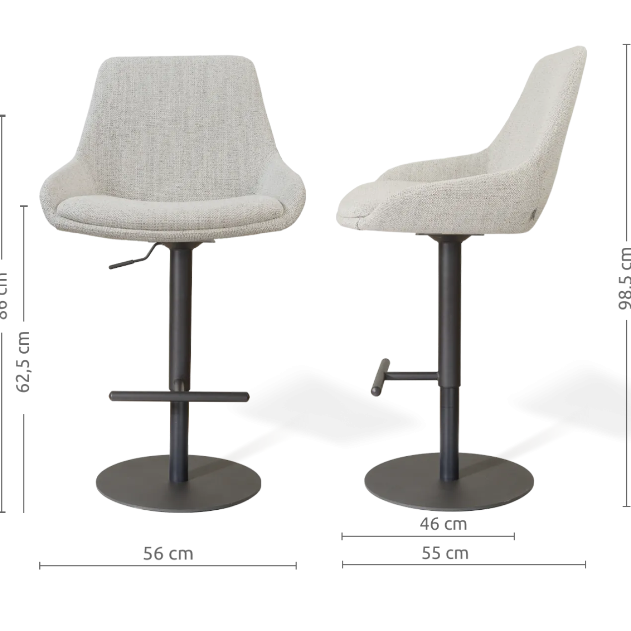 Barkruk Niva-Isa draaibare tulp beige gemêleerd zwart