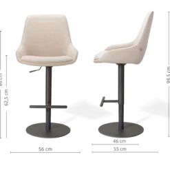 Barkruk Niva-Isa draaibare tulp beige zwart