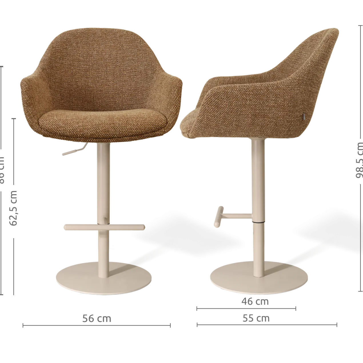 Barkruk Niva-Mae draaibare tulp bruin blend beige