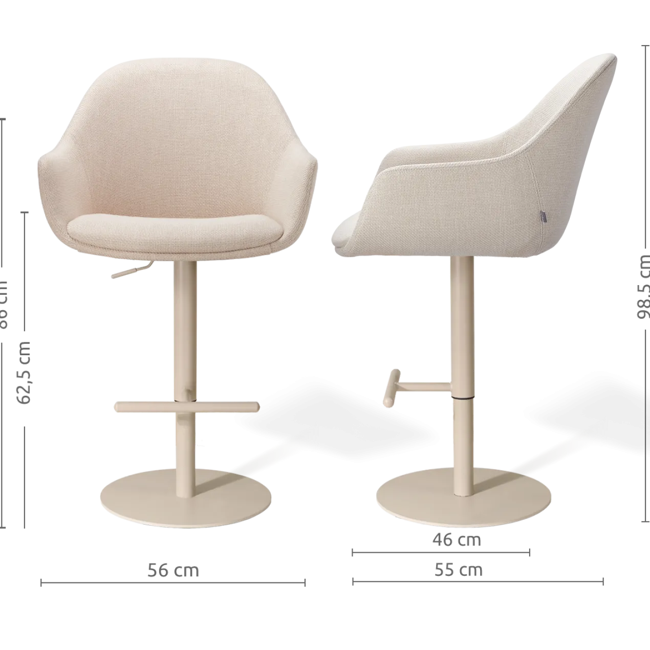 Barkruk Niva-Mae draaibare tulp beige Beige