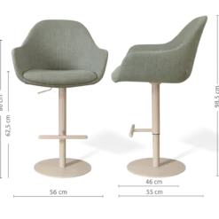 Barkruk Niva-Mae draaibare tulp saliegroen Beige