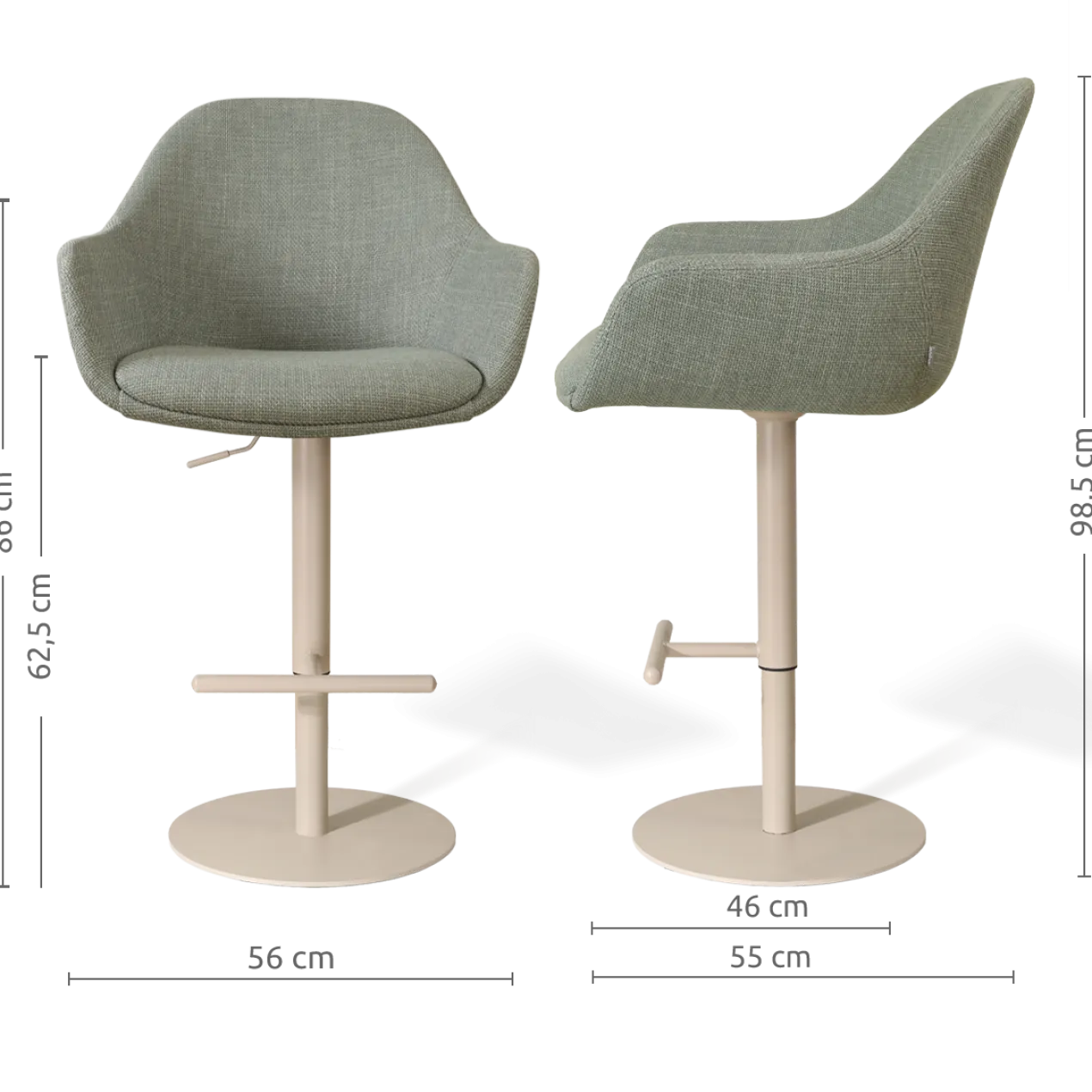 Barkruk Niva-Mae draaibare tulp saliegroen Beige