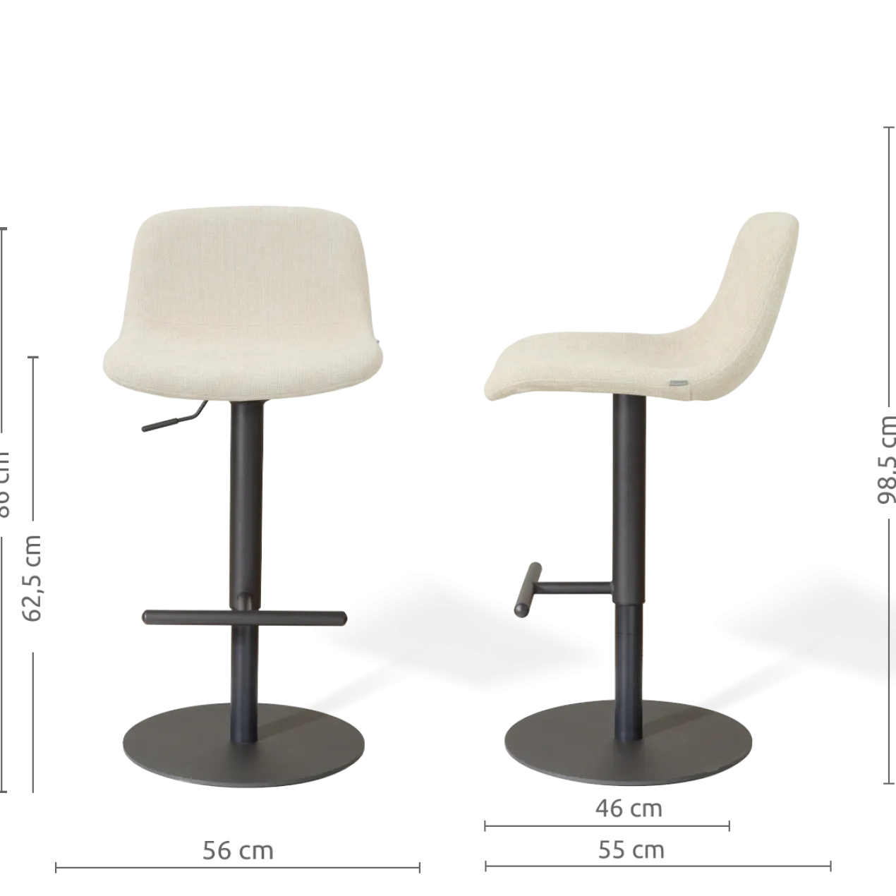 Barkruk Niva-Mats zwart onderstel cottonbeige