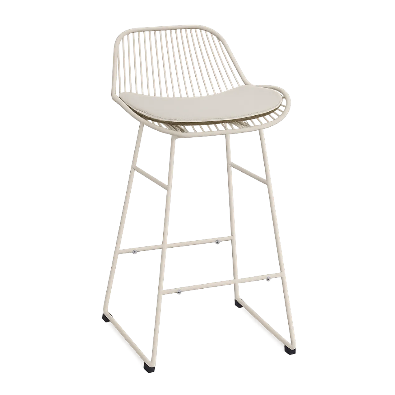 Barkruk Pleun H65 cm grijsbeige met zitkussen