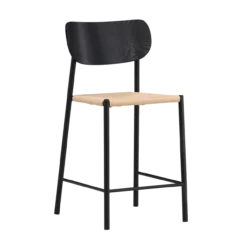 Barkruk Rian met rotan zitting zwart - 67 cm
