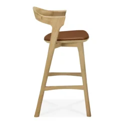 Barstoel Bok gelakt eiken/cognac leer 66 cm
