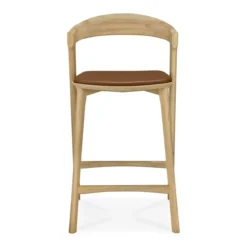 Barstoel Bok gelakt eiken/cognac leer 66 cm