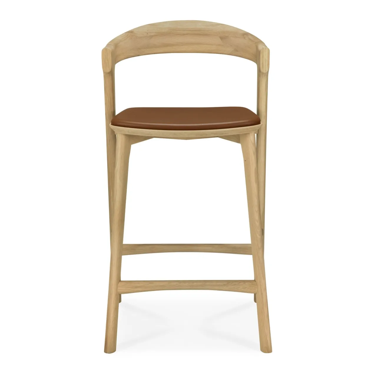 Barstoel Bok gelakt eiken/cognac leer 66 cm