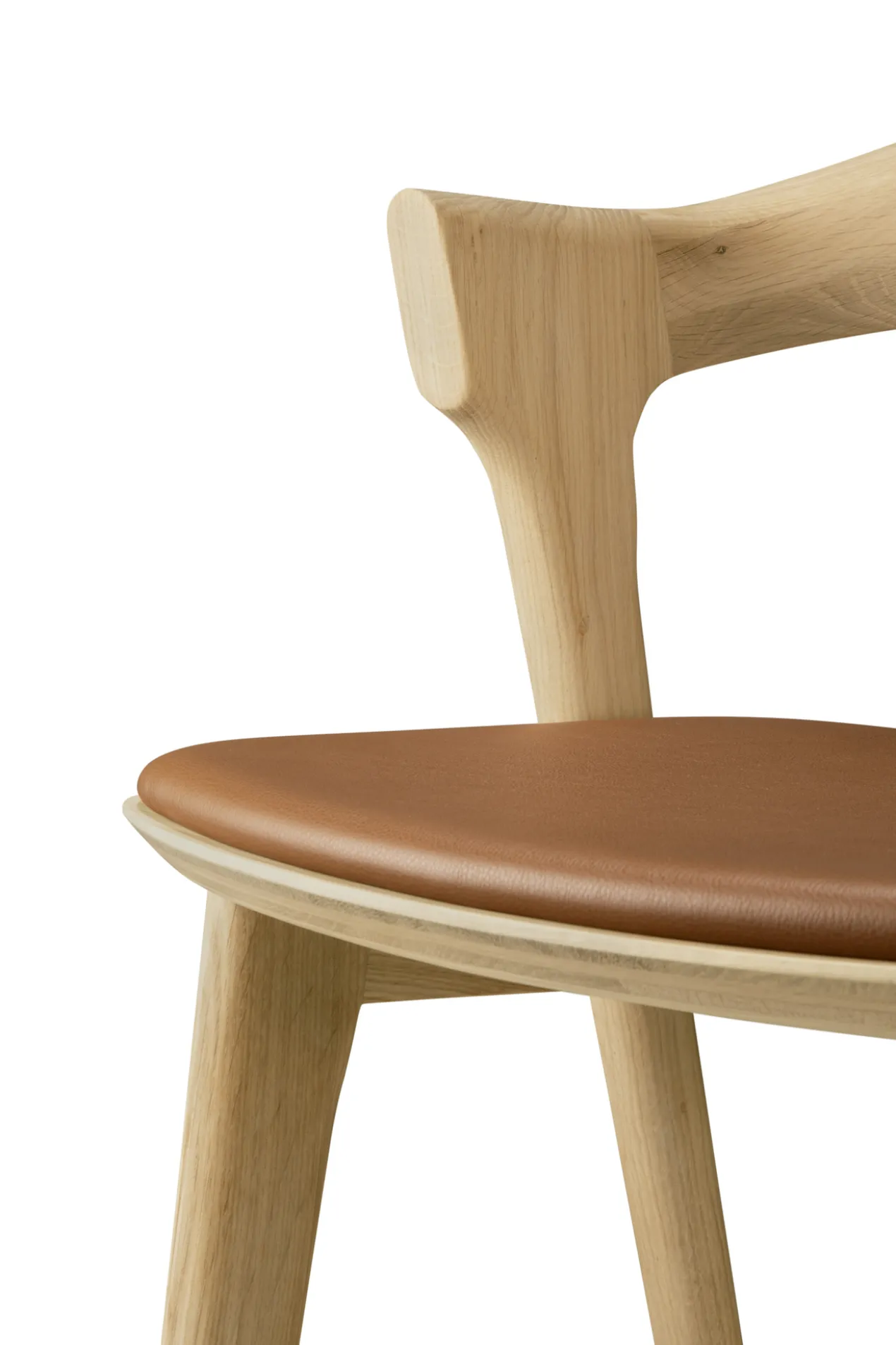 Barstoel Bok gelakt eiken/cognac leer 66 cm