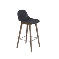 Barstoel Fiber 65 cm met rug en donker eiken onderstel black