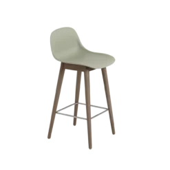 Barstoel Fiber 65 cm met rug en donker onderstel dusty green