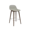 Barstoel Fiber 65 cm met rug en donker eiken onderstel grey