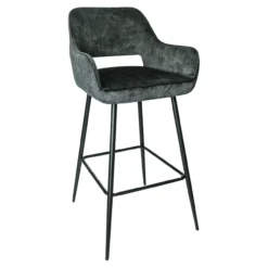 Barstoel Pim Velvet Antraciet L