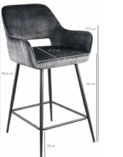 Barstoel Pim Velvet Antraciet L